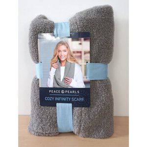 PEACE & PEARLS Gray Cozy Warm Infinity Scarf